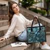 Trendy Turquoise Crackle Pattern Tote Bag for Daily Use