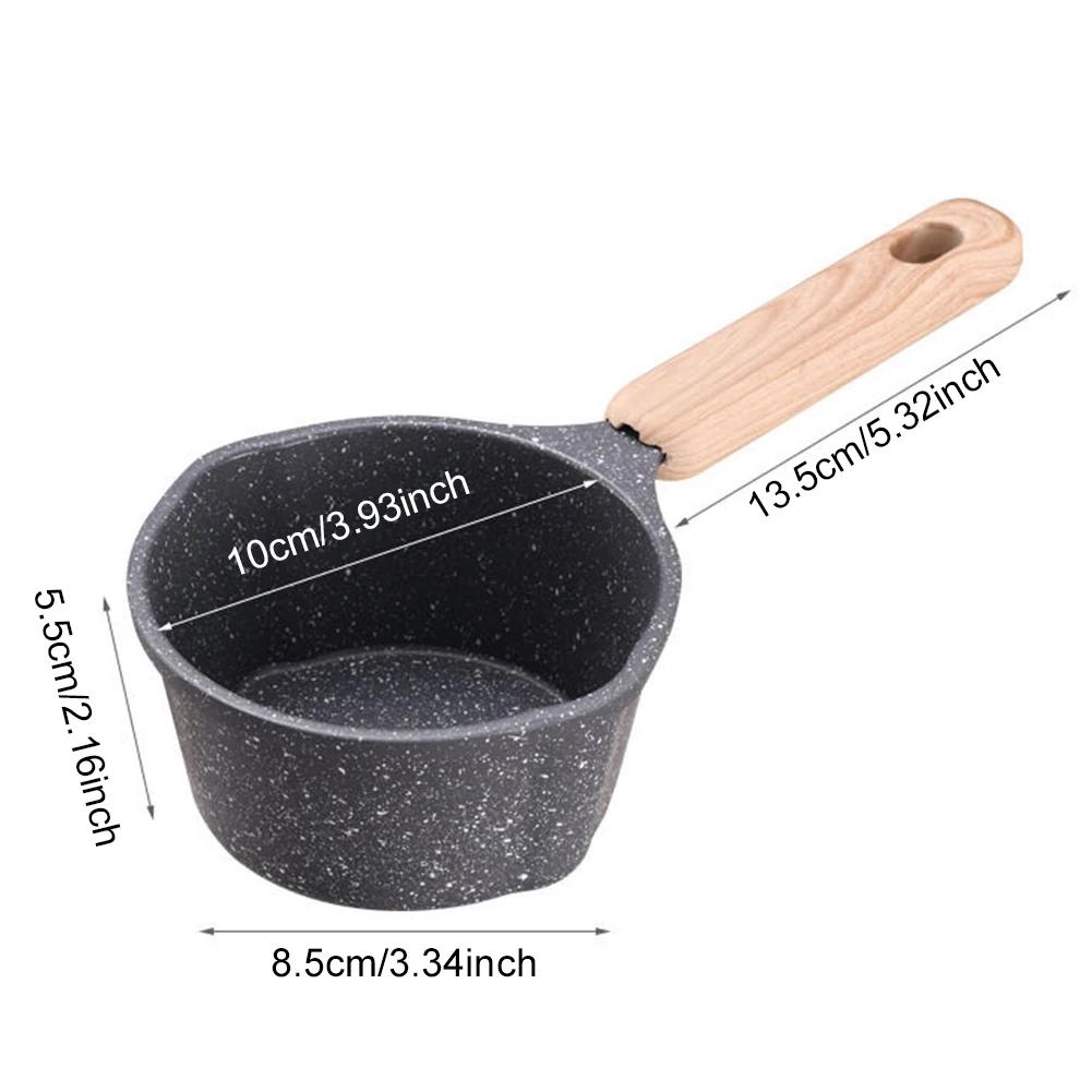 

Сковорода для горячего масла Деревянная ручка Кастрюля для приготовления соуса Мини-кастрюля для кипячения Антипригарная сковорода для кухни Индукционная плита Газовая плита Кемпинг чёрный