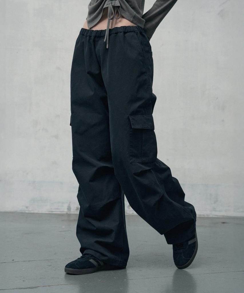 Ledeoli Parachute Wide Cargo Pants [Cotton Beige]