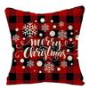 Christmas Cushion Cover Xmas Decorative Farmhouse Buffalo Check Pillowcase Holiday Party Decor Pillow Cover for Living Room Seat