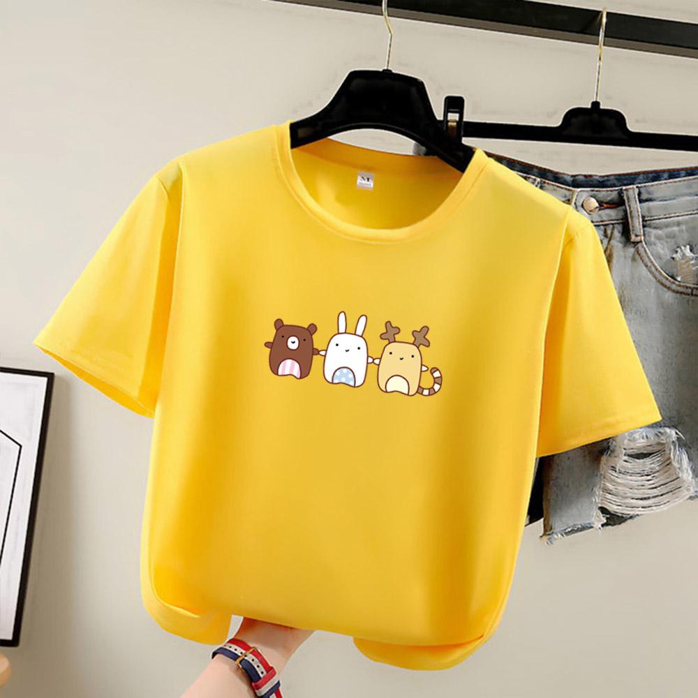 Harajuku Cute Cartoon Print Short Sleeve T-shirts for Women 2025 Summer Casual Loose Student T Shirt Young Girl Y2k Tops
