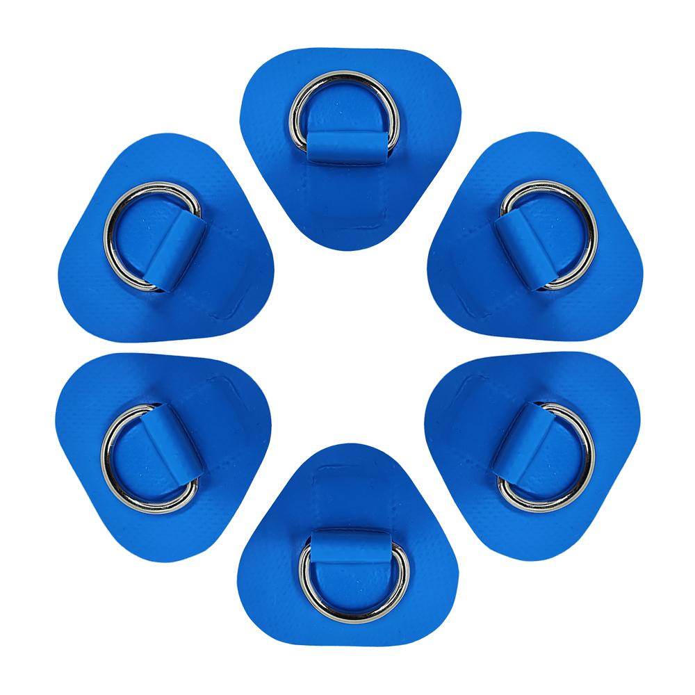 

6Pcs Surfboard Dinghy Boat PVC Patch With Stainless Steel 316 D Ring Deck Rigging Sup Round Ring Pad