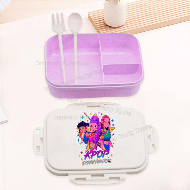 Kpop Demon Hunters Student Bento Boxes Rumi Mira Zoey Portable Kids Lunch Box School Office Microwave Fruit Food Container