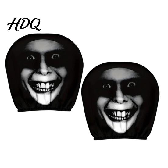 Comfortable Car Headrest 2Pcs Halloween Covers Horror-Themed Seat Neck Pillow Fun Interior Accessories Cases Breathable Stretchy Protector for Auto