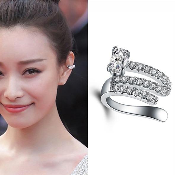 Plain Simple Star Women Shape Cubic Zircon Ear Cuff Charming Crystalline Clip On Earrings Earcuff Without Piercing Earrings Jewelry Giveaway