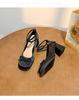 French bow thick heels Mary Jane high heels women 2025 new fairy wind small man a slip-on increase shallow mouth single shoes