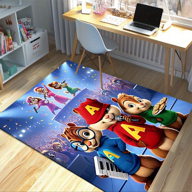 Chipmunks Music Concert Carpet For Playroom Bedroom Living Room Sofa Home Decor Kids Game Area Rug Nonslip Floor Mat
