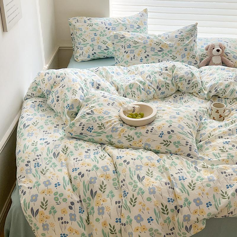 Class A Sleeping Naked, Maternal And Infant Grade Four-Piece Set, Pure Cotton Dormitory 3Pcs Set, Washed Cotton Quilt Cover, Bed Hat Model