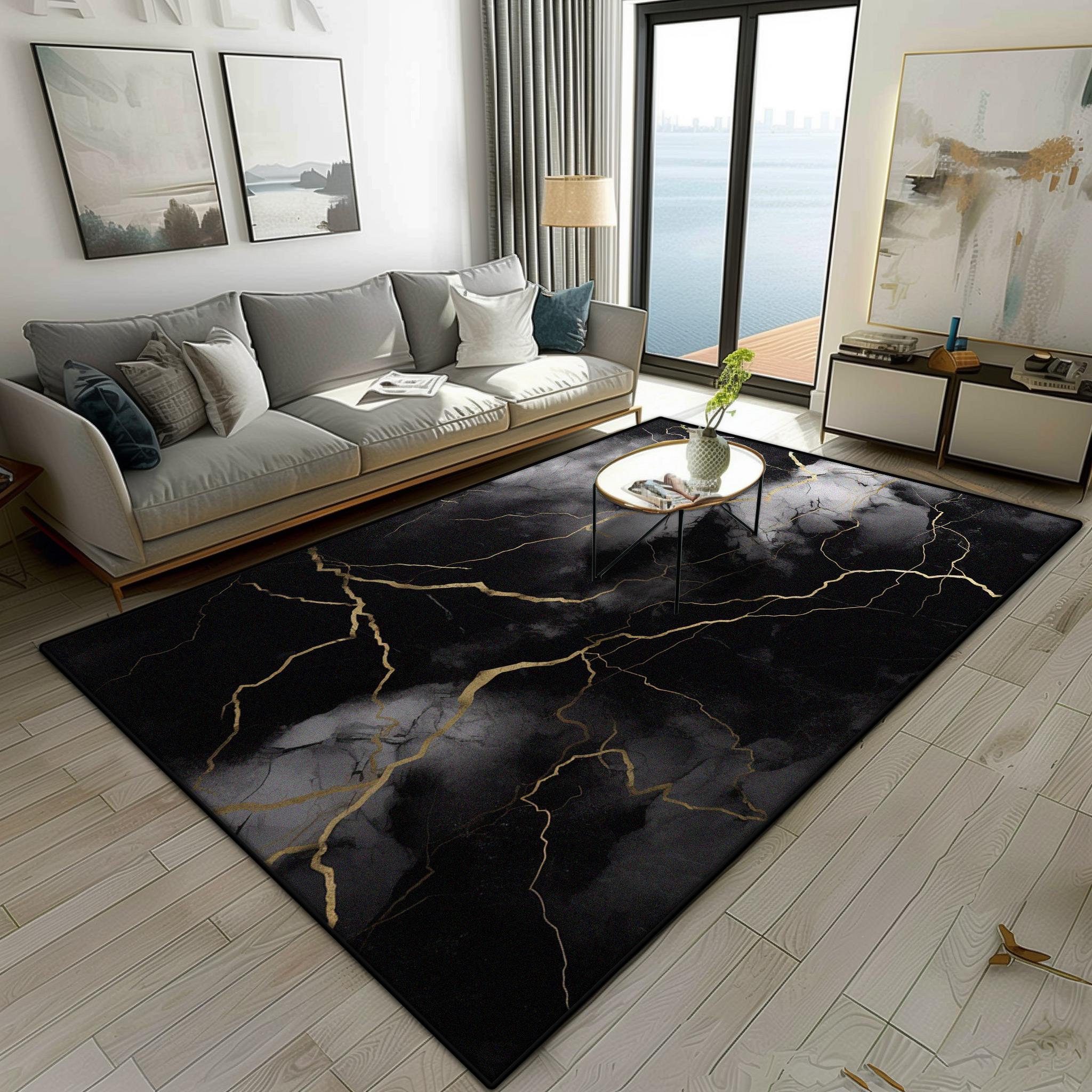 Modern Marmer Stijl Woonkamer Tapijt Luxe Decoratie Slaapkamer Bedzijde Pluizig Zacht Kleed Makkelijk Schoon Te Maken Banktafels Antislip Mat 60x90cm