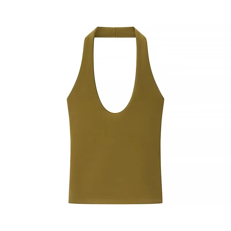 Women s Halter Neck Sleeveless Knit Tank Top Slim Fit Casual Summer Camisole S