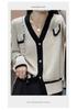 2025 A/W Women's V-Neck Color Block Tweed Knit Cardigan Sweater - Long Sleeve Base Layer