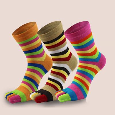 Five Toe Socks Women's Four Seasons Mid-Calf Color Finger Sweat-Absorbent Anti Five Toe Cotton Socks Cotton Thread