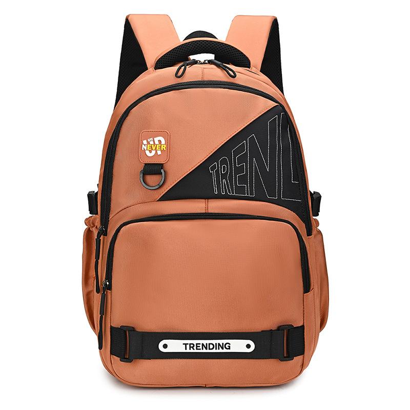 Sac à dos patchwork grande capacité pour hommes Style Harajuku pour lycéens et étudiants Sac d'école tendance cool en nylon sac à dos 32 22 47cm black