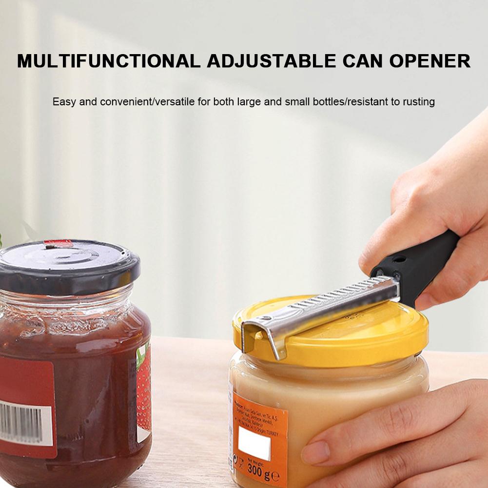 1/2 Pcs Adjustable Can Opener Stainless Steel Jar Opener Manual Lid Opener Can Opener Multifunctional Lid Opener for Seniors