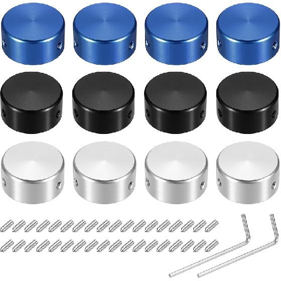 MECCANIXITY 12 шт. Накладки на ножной переключатель, Колпачки для кнопок гитарных педалей, Металлическая верхняя крышка ножного переключателя 3/8 , Разноцветные, для кнопок гитарных эффекторных педалей, Красный, Blue, Black, Silver