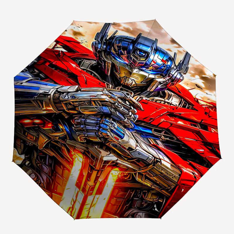 Transformers, Optimus Prime Themed Automatic Opening and Closing Umbrella, Compact Travel Umbrella, Lightweight and Portable, Suitable for B