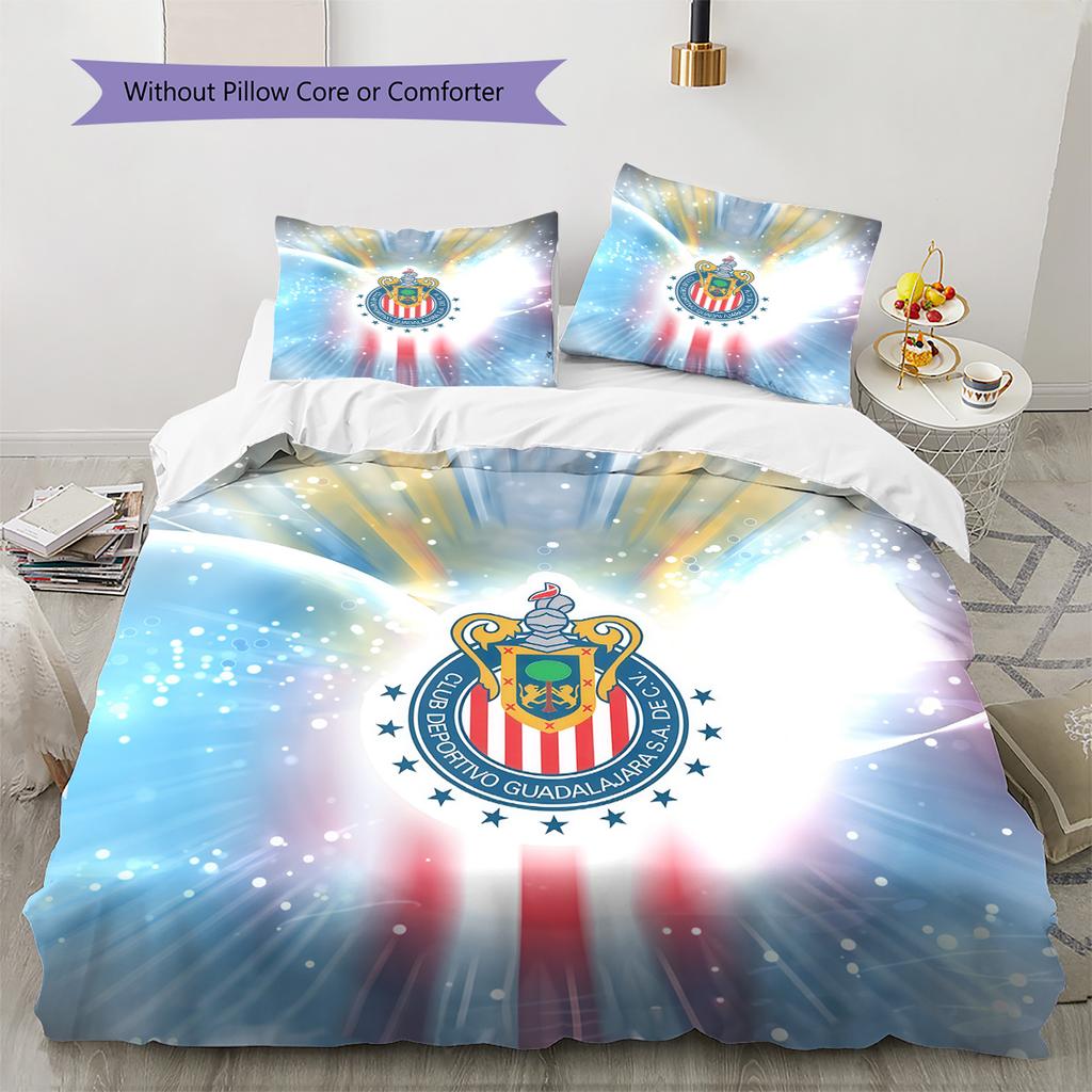 Chivas CD Guadalajara Pattern Bedding Quilt Set Home Decoration Gift (1 * duvet cover + 2 * pillowcase without core)