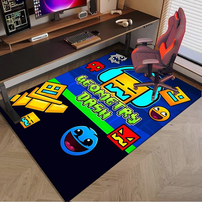 Geometry Dash: Tanze zum Beat Teppich für den Boden, Büroteppich, Stuhlmatte, Dekorations Teppich Wohnzimmer Schlafzimmer Matte, Große Größe Fan Geschenke Weihnachtsgeschenke