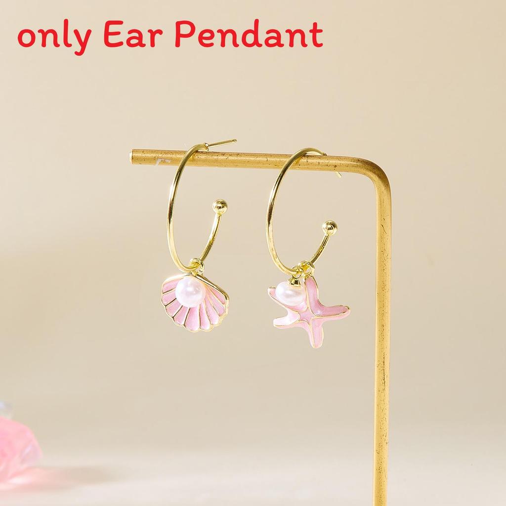 Fresh Style Shell Pearl Earrings For Women With Asymmetric Design And Electroplated Alloy