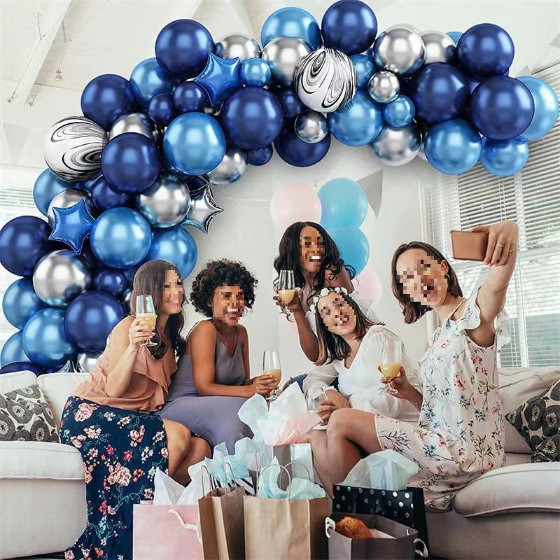 Navy & Silver Metallic Balloon Arch Kit for Celebrations