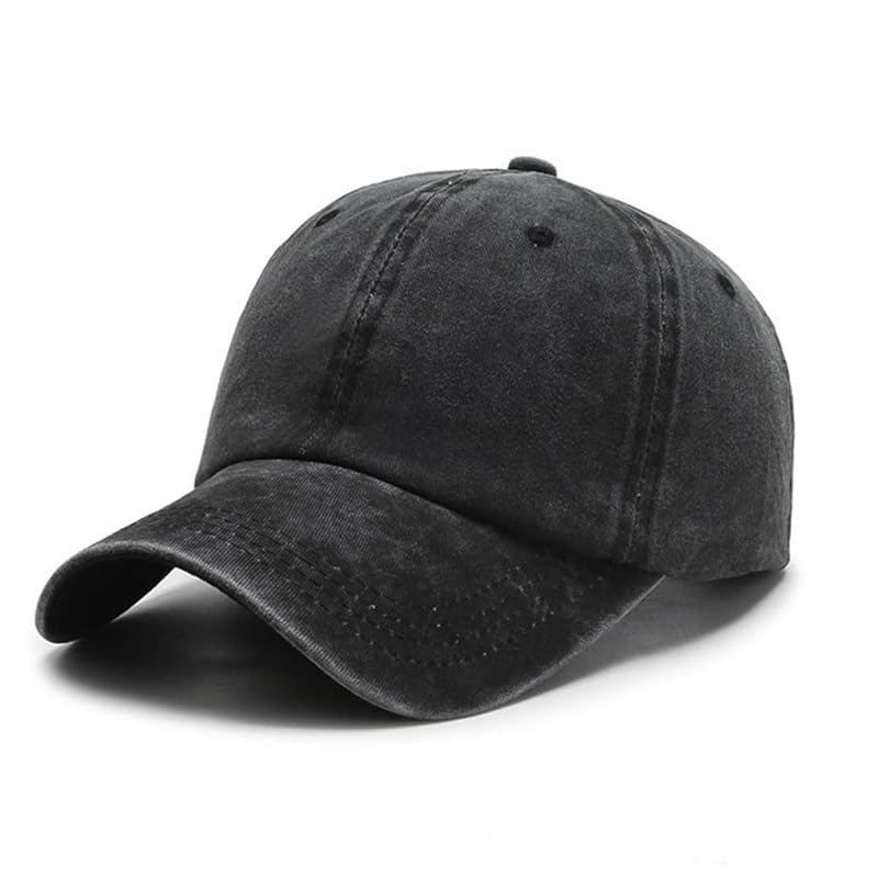 

[EOMECUIGAO] hat men s cap Deeper big size cotton washed baseball cap adjustable running unisex (black)