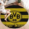 Borussia Individueller Name Runder Teppich, Teppich für Wohnzimmer Schlafzimmer Sofa Spielzimmer Dekor, Rutschfeste Bodenmatte