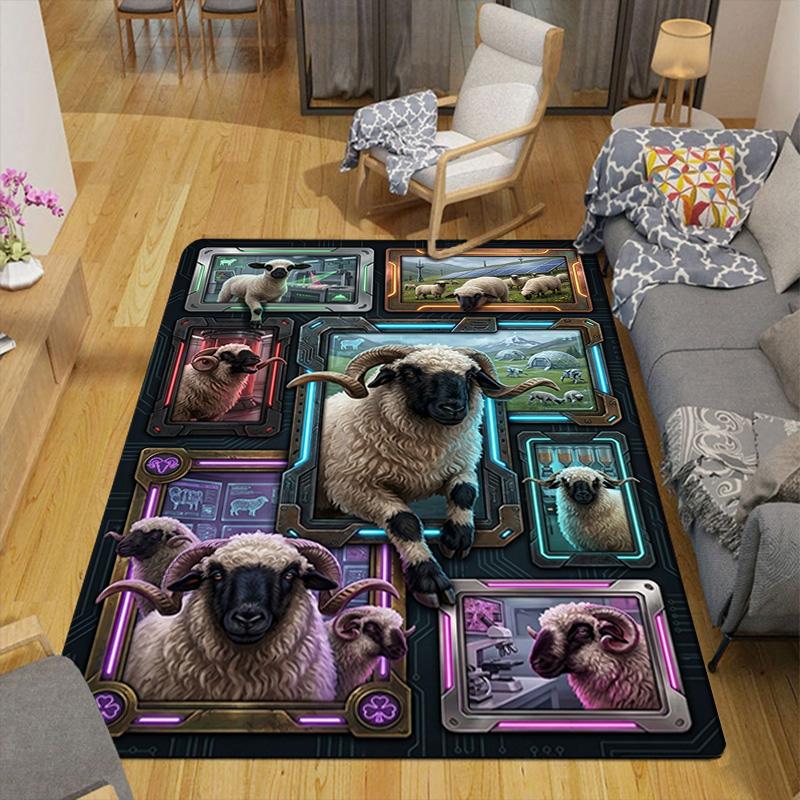 Sheep Evolution Showcase Pattern Rug Floor Mat for Living Room or Bedroom Soft and Comfortable Carpet a Gift for Birthday and Holiday.