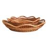 Decorative Handwoven Rattan Storage Tray Round Fruit Cake Wicker Storage Baskets Dinner Serving Tray Breakfast Bread Food Plate
