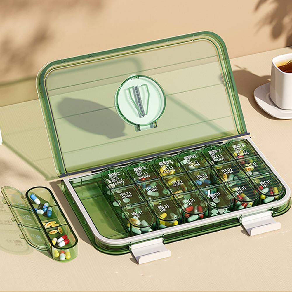 Large Capacity Pill Cutter Box Moisture Resistant Drug Dispensing Case  Elderly Medication