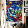 Sonic the Hedgehog Wall Tapestry Aesthetic Wall Hanging Printed Fabric Blanket Decorative Tapestries for Bedroom Living Room Home Decor