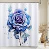 Home Shower Curtains For Bathroom Waterproof Fabric Watercolor Blue Rose Flower Bathroom Curtains With Hooks Decorative Curtain