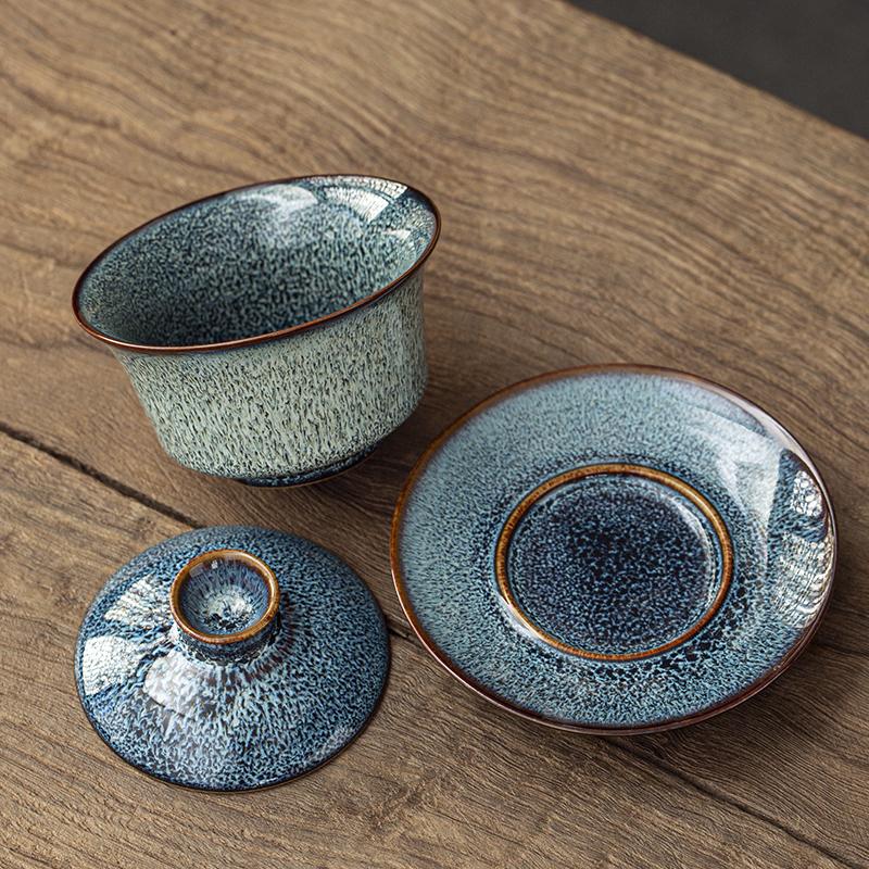 Blue Ceramic Gaiwan Kung Fu Tureen Tea Makers 160ml