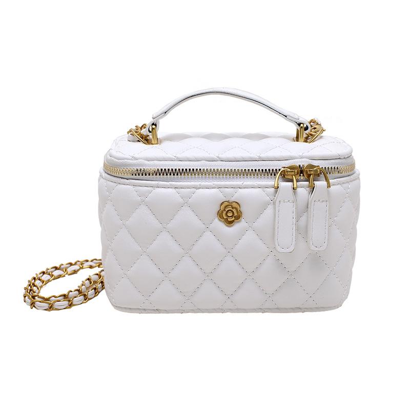 Small square bag, box bag, camellia rhombus chain, autumn new bag, women's shoulder messenger bag, handbag.