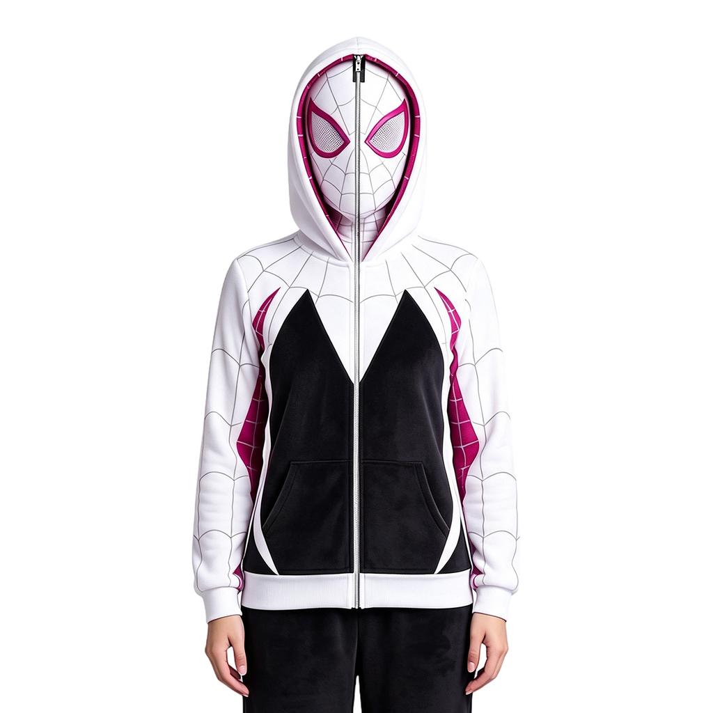 Grafik Baskılı Çocuk Cadılar Bayramı Günlük Fermuarlı Kapüşonlu Sweatshirt Erkek ve Kız Çocuk Kostümü