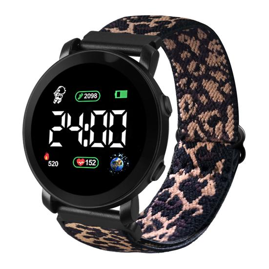 LED Elektronische Uhr Elastisches Armband Multifunktional Leuchtendes Rundes Zifferblatt Einstellbare Zeit-/Datumsanzeige Geflochtene Digitale Armbanduhr Uhr Mode