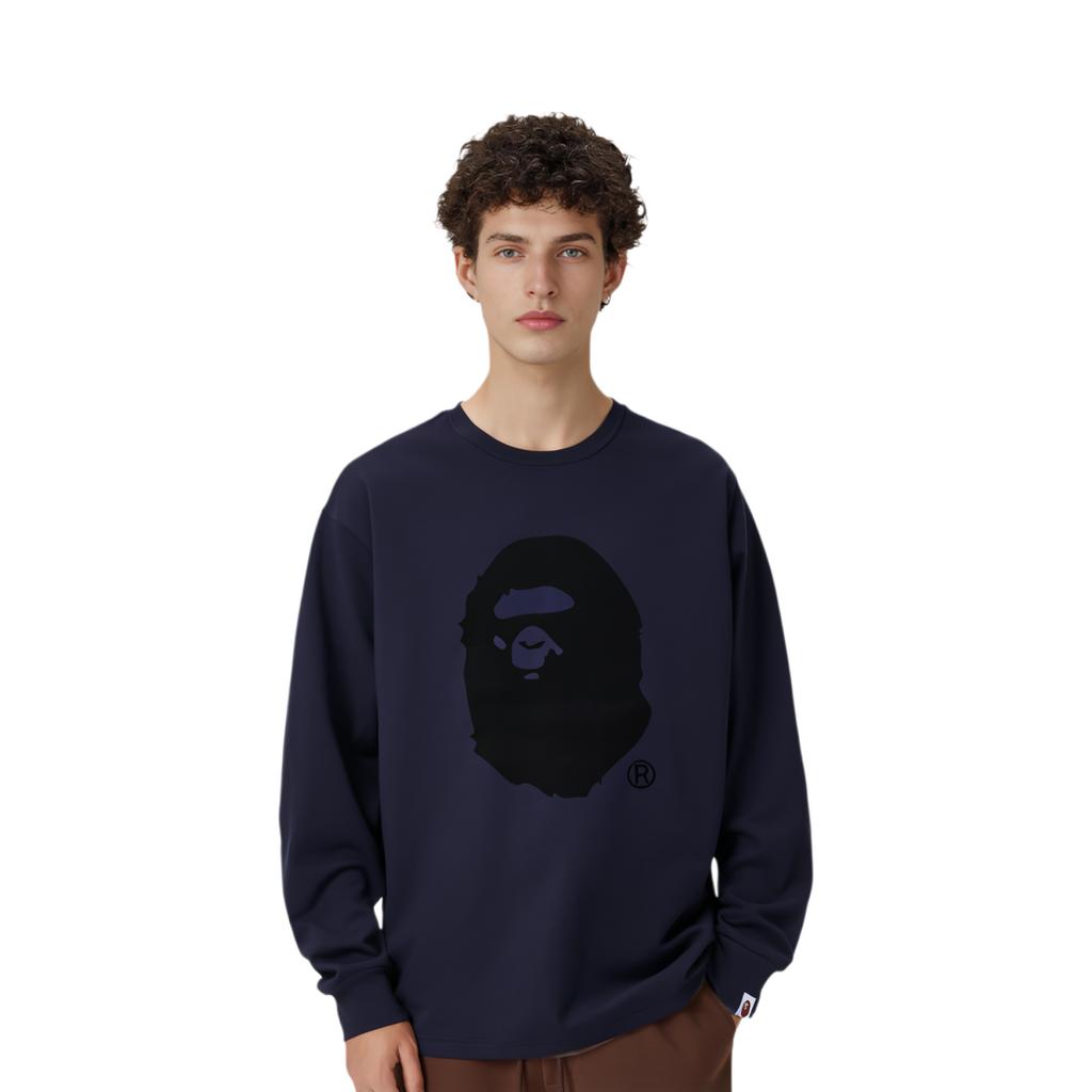 A Bathing Ape Bluza z bawełny szczotkowanej z motywem głowy małpy 0ZXLTM111003N