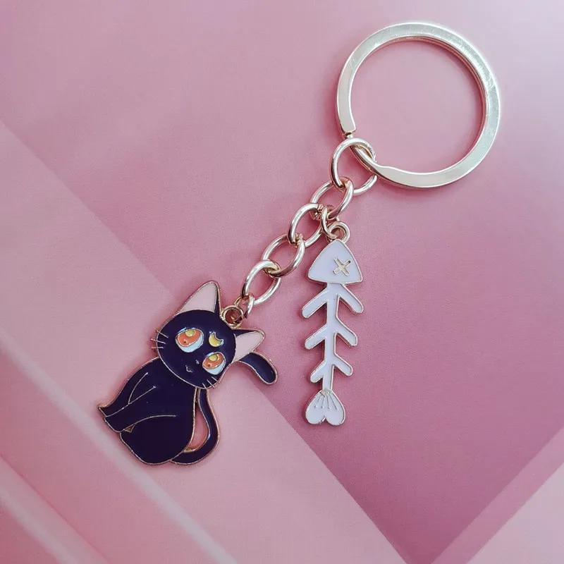Sailor Keychain Moon Sweet Cat Girl Auto Metall Schlüsselanhänger Kreativer Cartoon Niedliches Paar Geschenk Tasche Anhänger Frauen Metall Charm Schlüsselanhänger
