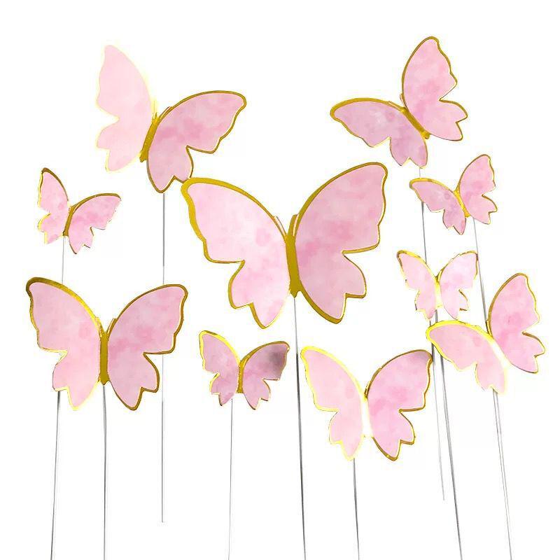 Wrought Iron Butterfly Cake Topper Set - Birthday & Holiday Insert Cards