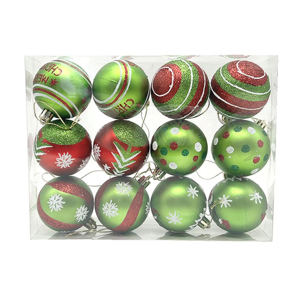 

12pcs Christmas Ball Ornaments 2.4inches Plastic Hand-painted Ball Christmas Tree Pendants For Festive Christmas Trees Decor