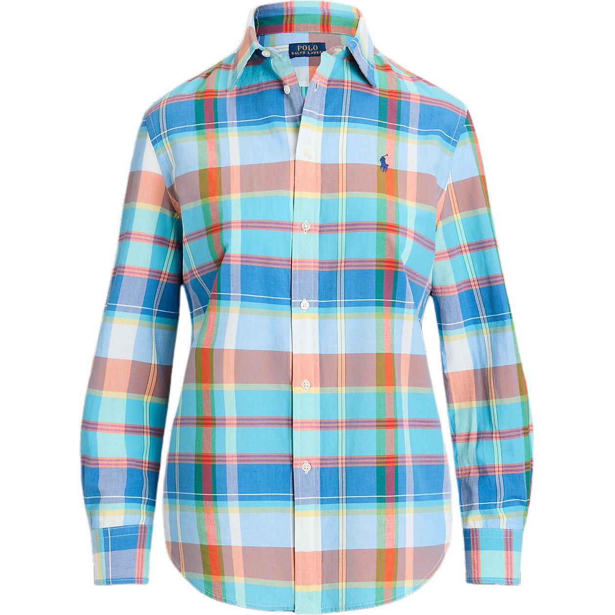 

Polo Ralph Lauren Клетчатая рубашка с вышивкой логотипа на пуговицах, свободного кроя, с длинным рукавом, женская рубашка, многоцветная WMPOSHTNDO20609-999 S