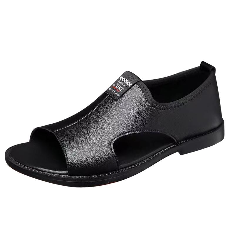 

New Summer Sandals Handmade Men s Breathable Loafers Outdoor Male Hollow Shoes Open-toe Antiskid Beach Sandals Sandaly 44 чёрный