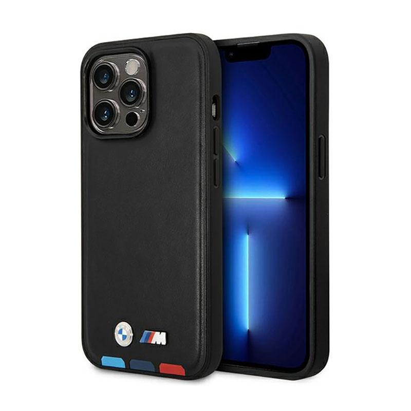 Bmw Leather Hot Stamp Tricolor Magsafe - Etui Iphone 14 Pro (Czarny)