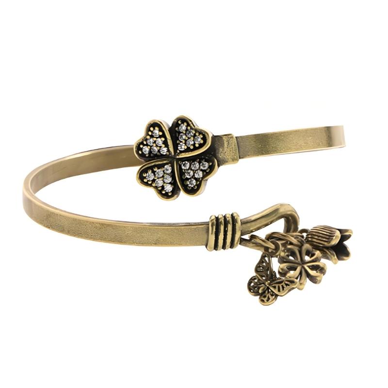 Стильный квадратный латунный браслет-манжета с блестящими бриллиантами и уникальными подвесками, регулируемый, открытый дизайн, браслет на запястье