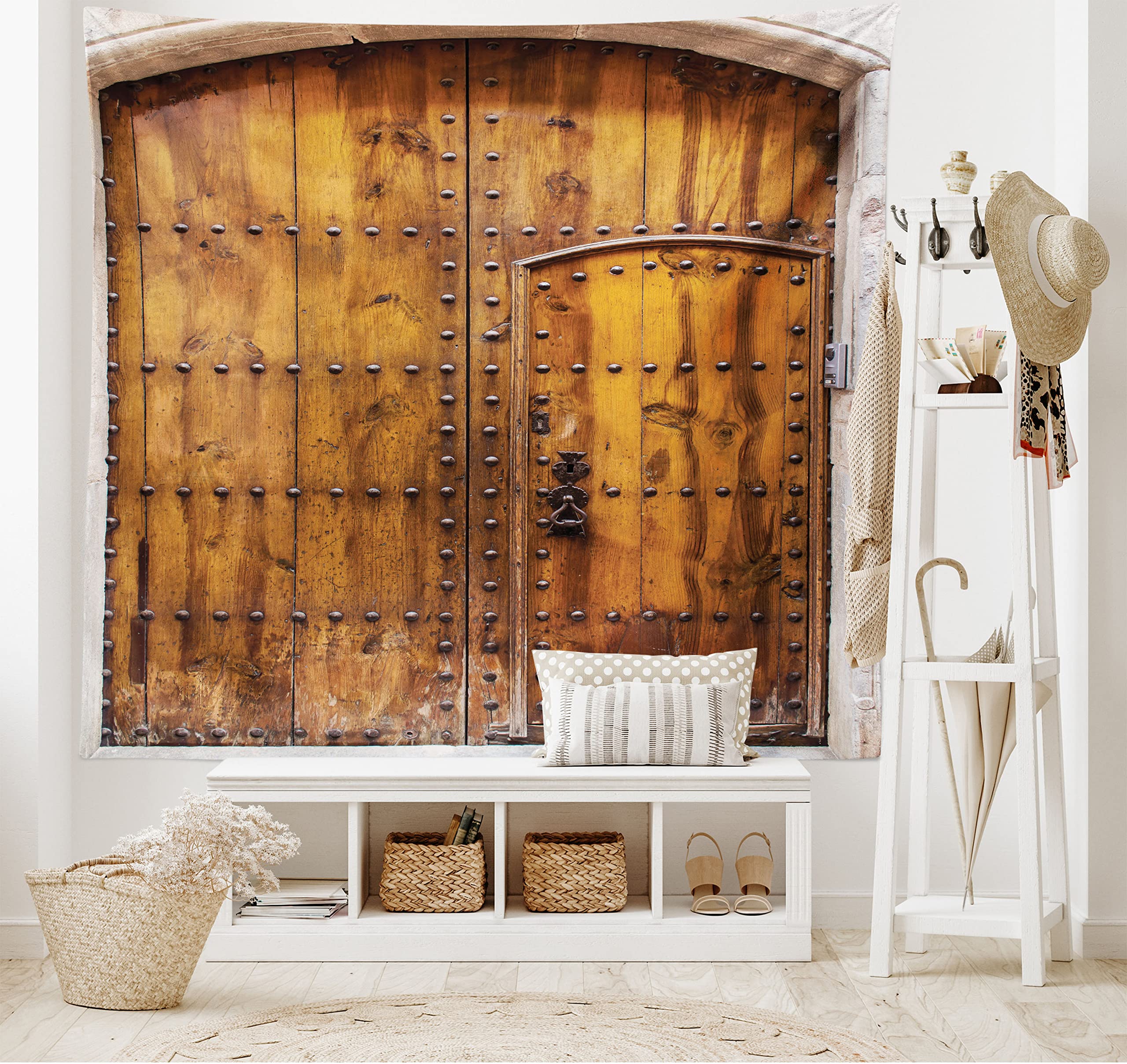 Деревянный гобелен с принтом на дверь сарая в деревенском стиле — фото 3