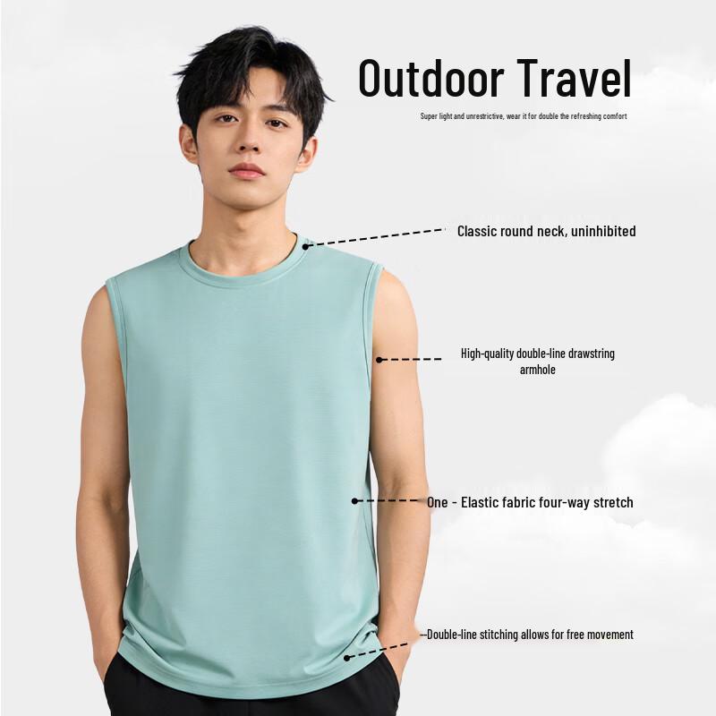Jeanswest Men's Ice Silk Cooling Mesh Sleeveless T-Shirt