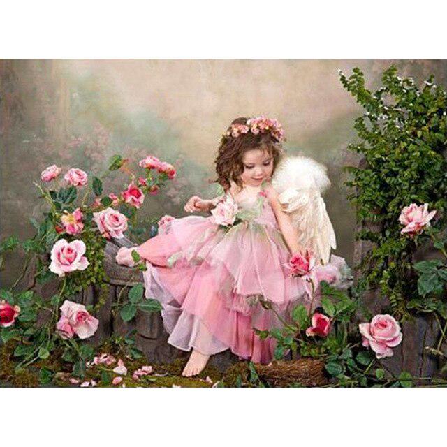 Sale 5D Diy Diamond Painting Angel Girl Picture Landscape Cross Stitch Full Round Diamond Embroidery Wall Sticker Home Decor
