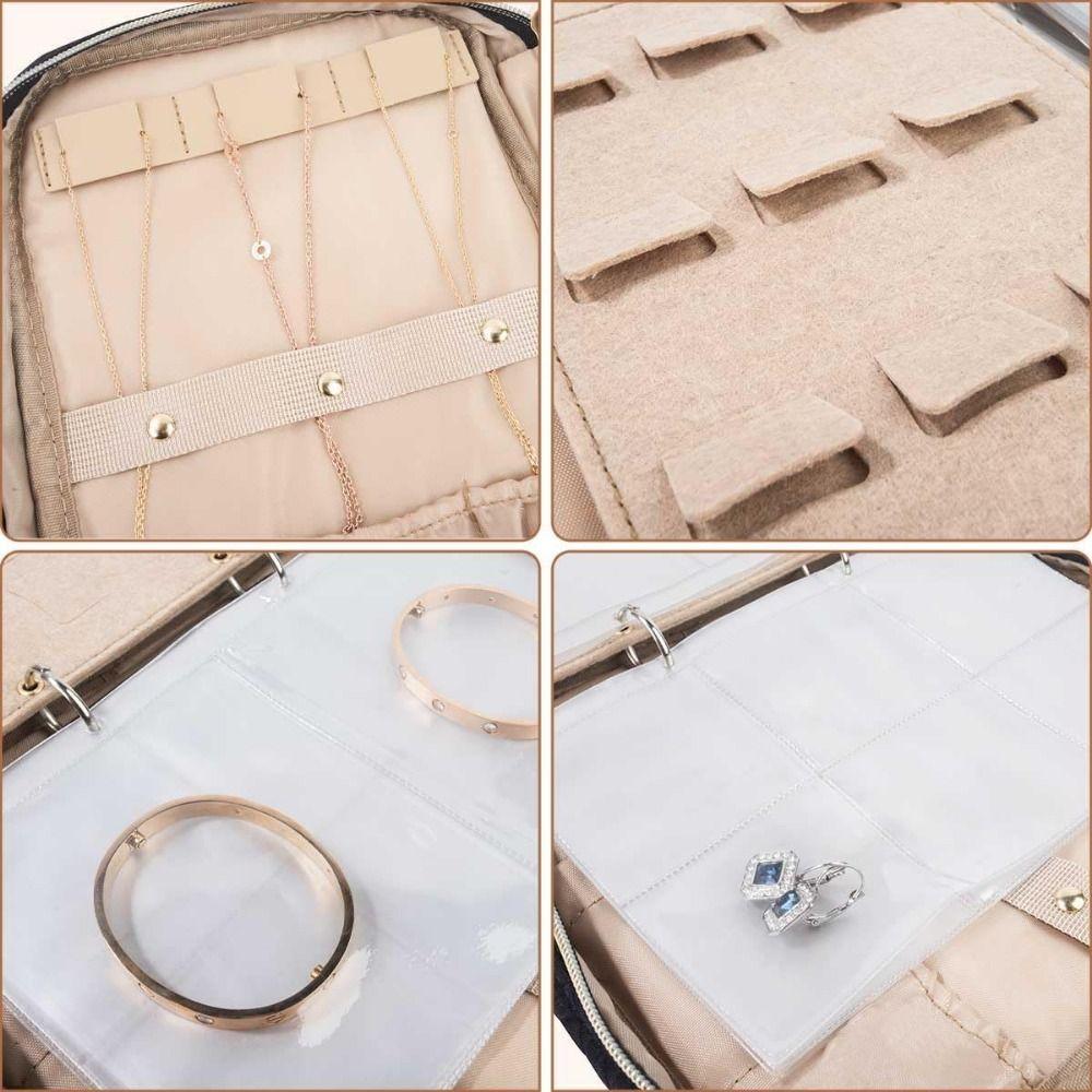 PVC Pocket Jewelry Travel Organizer Case Ring Binder Necklaces Pouch Bag  Earrings