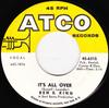 7inch Record BEN E. KING  Its All Over  Let The Water Run D 456315 ATCO Records 1964 US SoulFunk Used