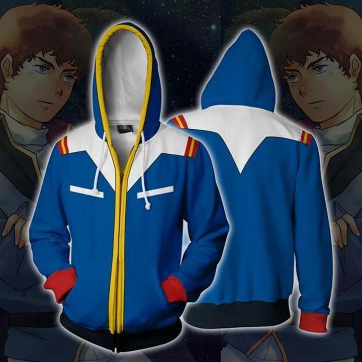 3D Printed Anime Hoodie with Mobile Suit Design - Japanese Anime Zipper Jacket