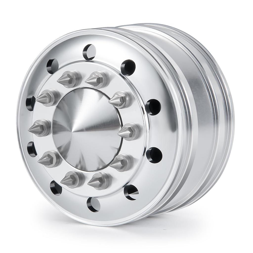 TRZX 2-Piece Metal Front Wheel Hub Rim Upgrade Parts for 1/14 Scale Tamiya Tractor Trailer RC Car (2 Pieces)